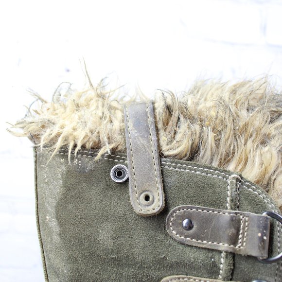 Sorel Joan of Arctic Green Suede Faux Fur Waterproof Winter Boots Size 7 - Picture 6 of 10